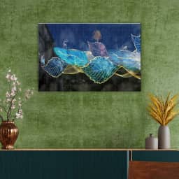 Blue turquoise and green leaves