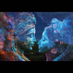 Radha Krishna in love colorful art