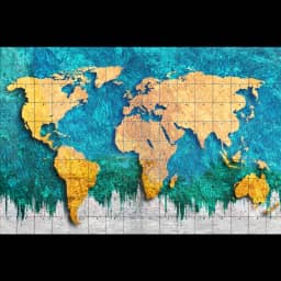 World Map Glass Wall Art