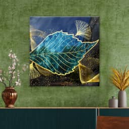 Turquoise and Green Leaf Feather