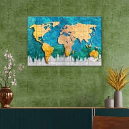 World Map Glass Wall Art