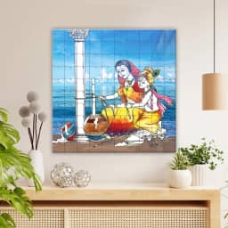 Lord Krishna playing with ma Yasoda