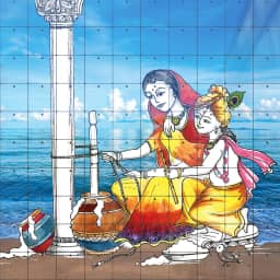 Lord Krishna playing with ma Yasoda