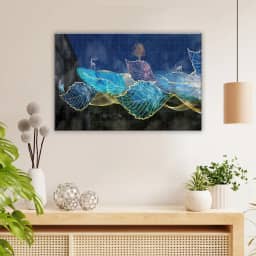 Blue turquoise and green leaves