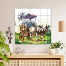 Village Oxen Pulling Wagon