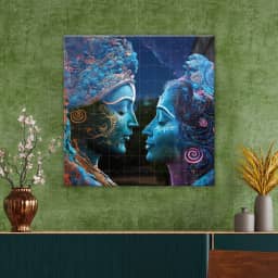 Radha Krishna in love colorful art