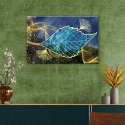 Turquoise and Green Leaf Feather