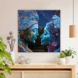 Radha Krishna in love colorful art