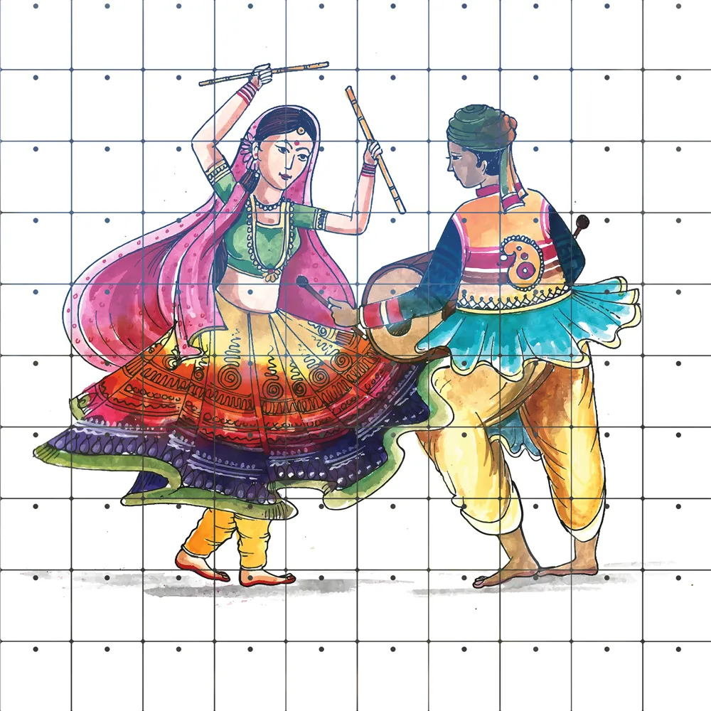 Beautiful couple playing dandiya