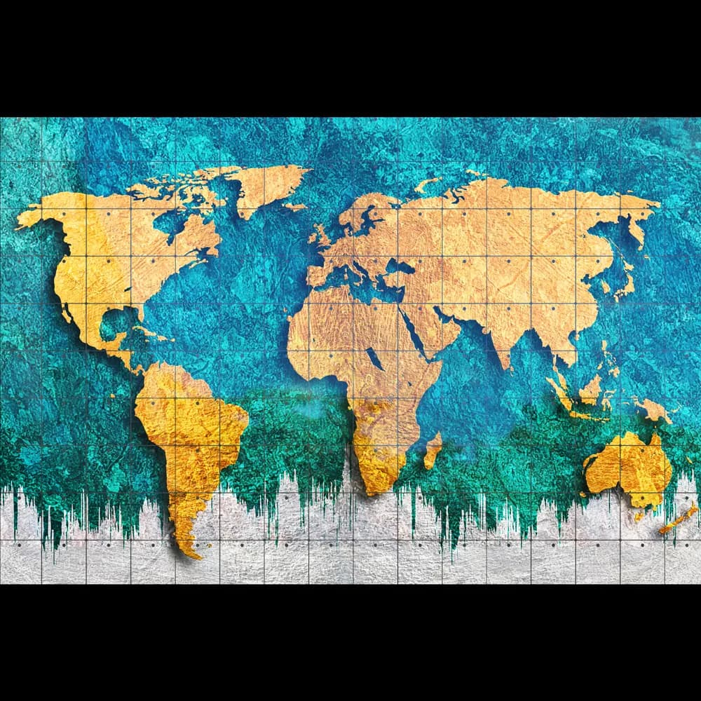 World Map Glass Wall Art
