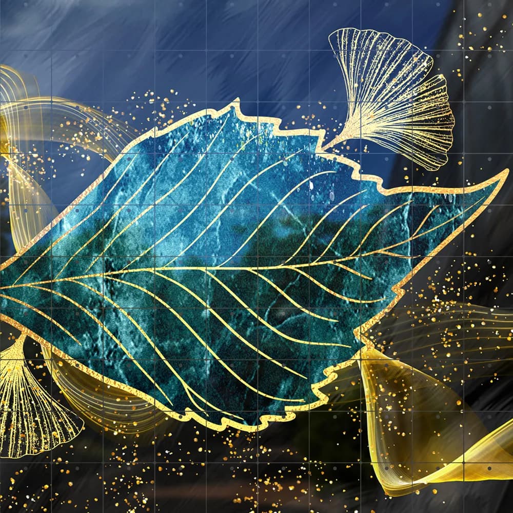 Turquoise and Green Leaf Feather